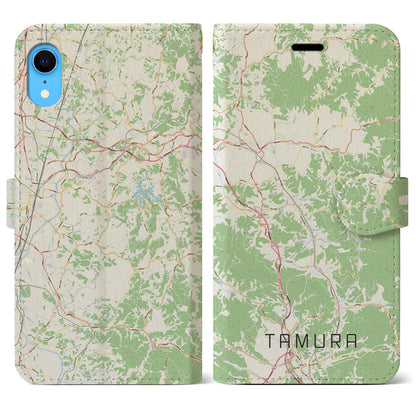【田村（福島県）】地図柄iPhoneケース（手帳タイプ）ナチュラル・iPhone XR 用