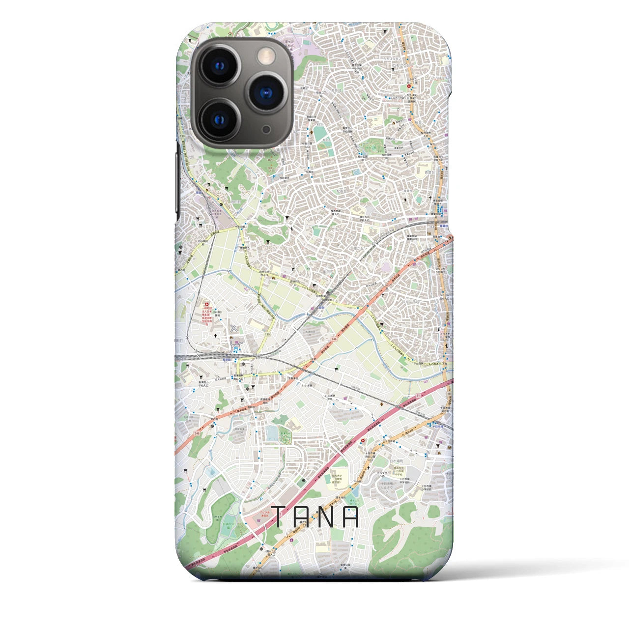 【田奈】地図柄iPhoneケース（バックカバータイプ・ナチュラル）iPhone 11 Pro Max 用