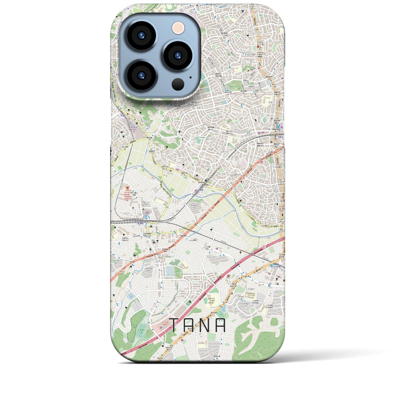 【田奈】地図柄iPhoneケース（バックカバータイプ・ナチュラル）iPhone 13 Pro Max 用