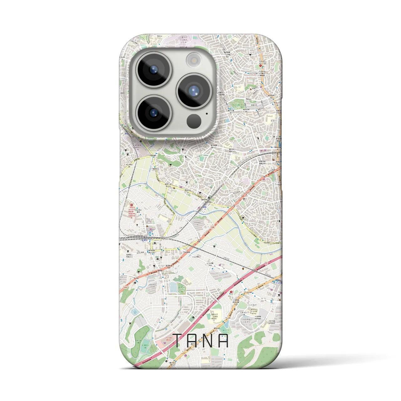 【田奈】地図柄iPhoneケース（バックカバータイプ・ナチュラル）iPhone 15 Pro 用