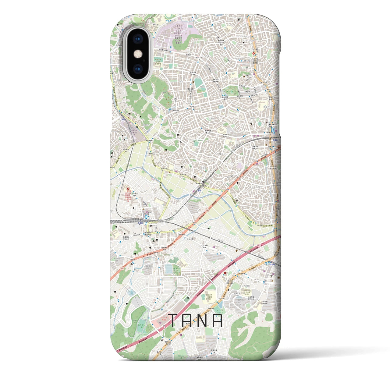 【田奈】地図柄iPhoneケース（バックカバータイプ・ナチュラル）iPhone XS Max 用
