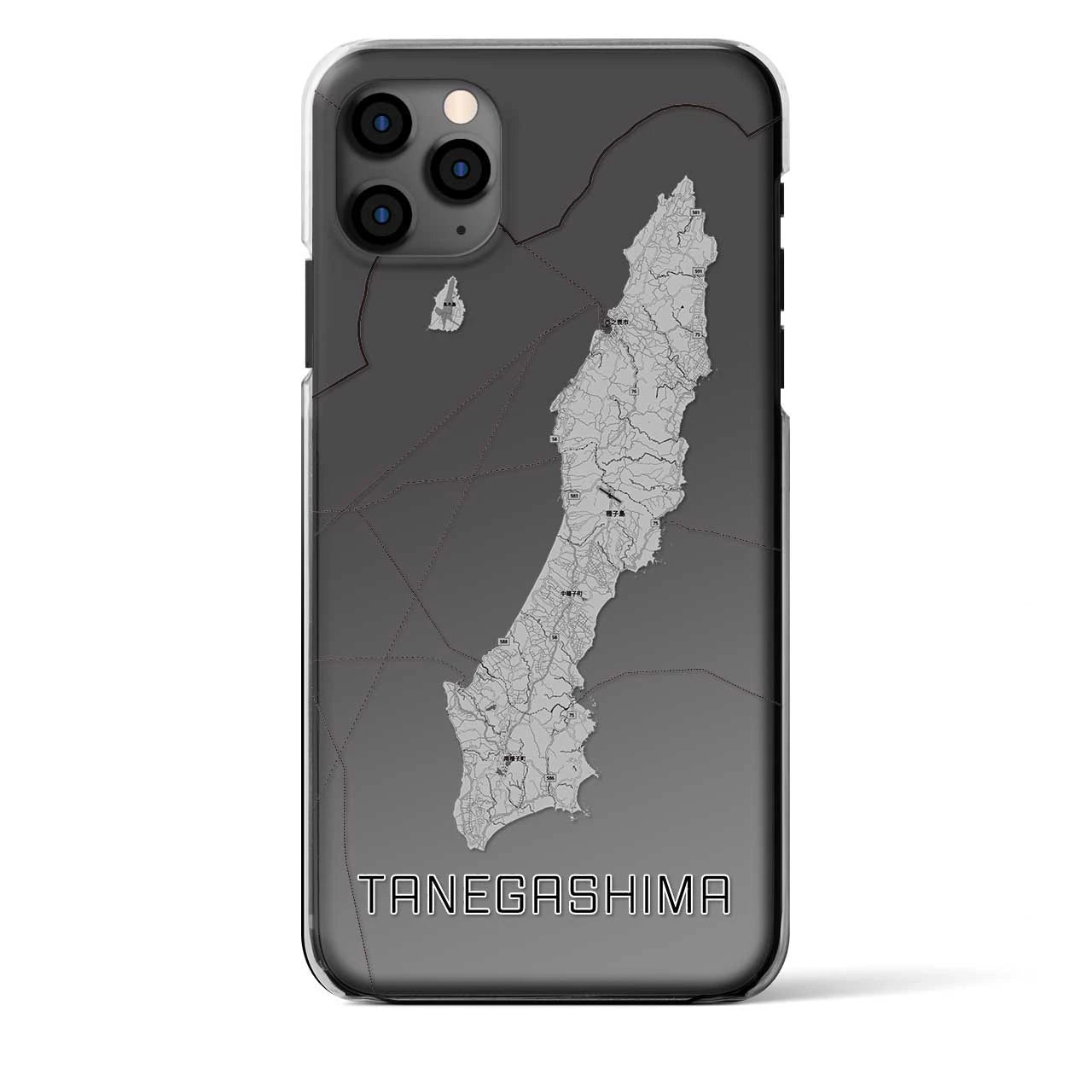 【種子島】地図柄iPhoneケース（クリアタイプ・モノトーン）iPhone 11 Pro Max 用