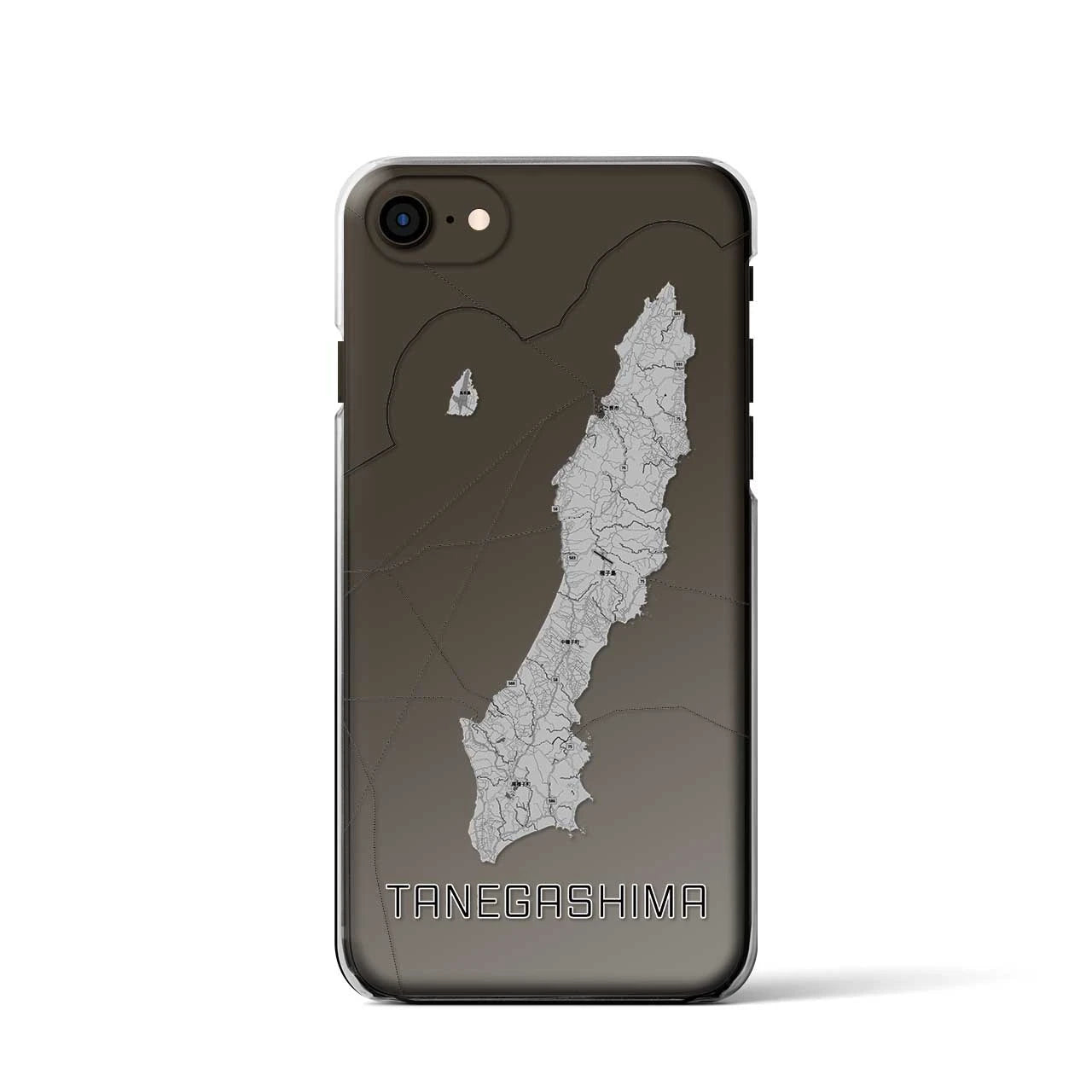 【種子島】地図柄iPhoneケース（クリアタイプ・モノトーン）iPhone SE（第3 / 第2世代） / 8 / 7 / 6s / 6 用