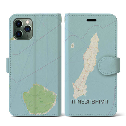 【種子島（鹿児島県）】地図柄iPhoneケース（手帳タイプ）ナチュラル・iPhone 11 Pro 用