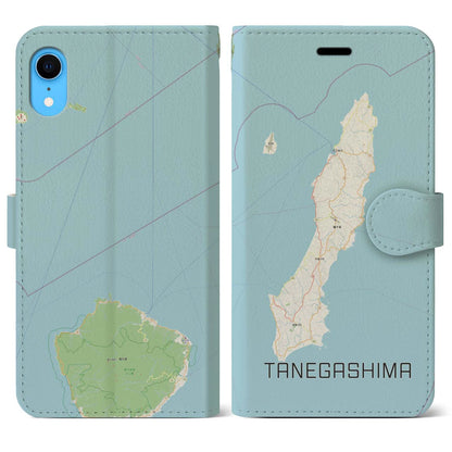 【種子島（鹿児島県）】地図柄iPhoneケース（手帳タイプ）ナチュラル・iPhone XR 用