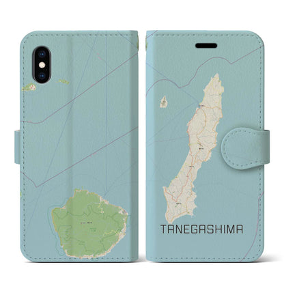 【種子島（鹿児島県）】地図柄iPhoneケース（手帳タイプ）ナチュラル・iPhone XS / X 用