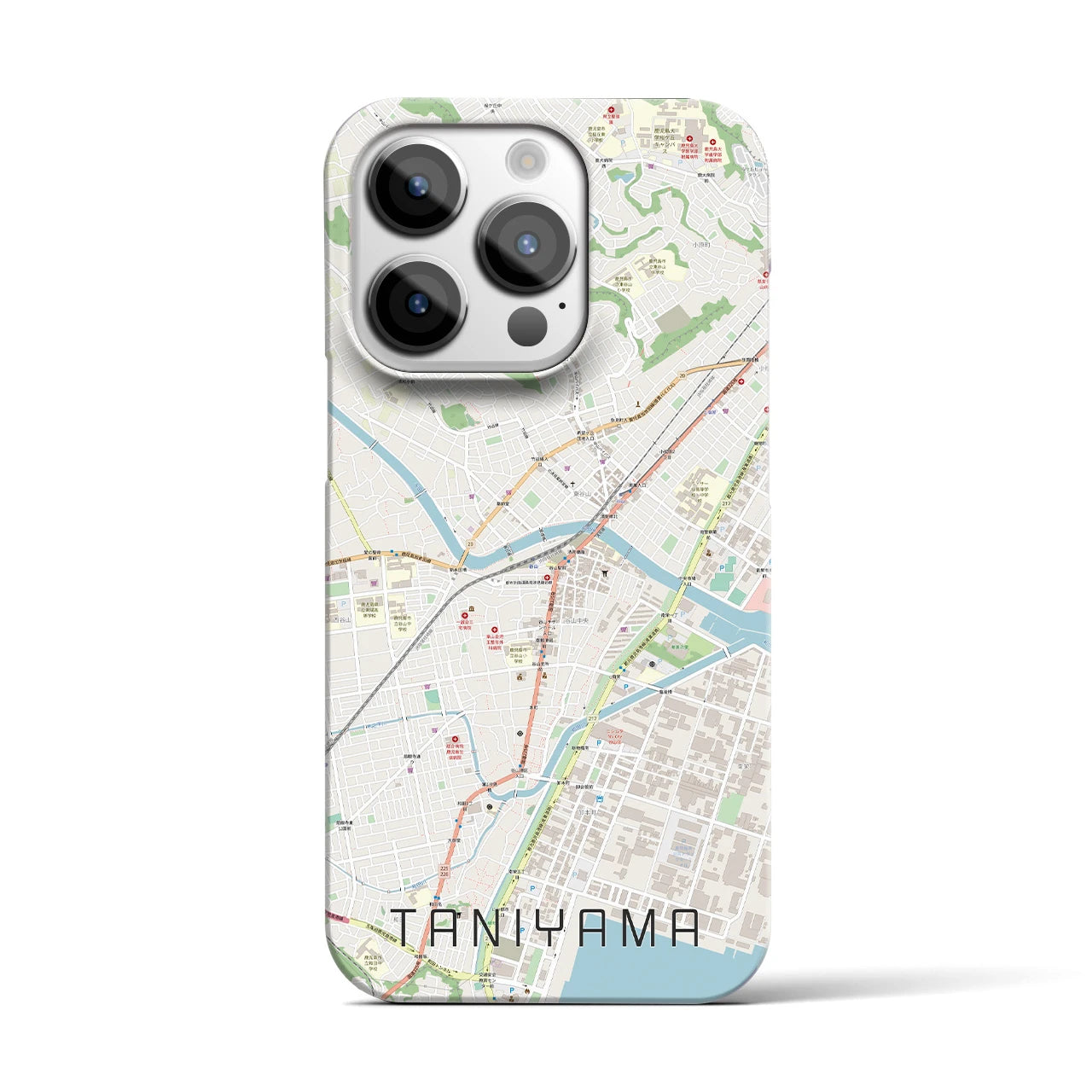 【谷山】地図柄iPhoneケース（バックカバータイプ・ナチュラル）iPhone 14 Pro 用