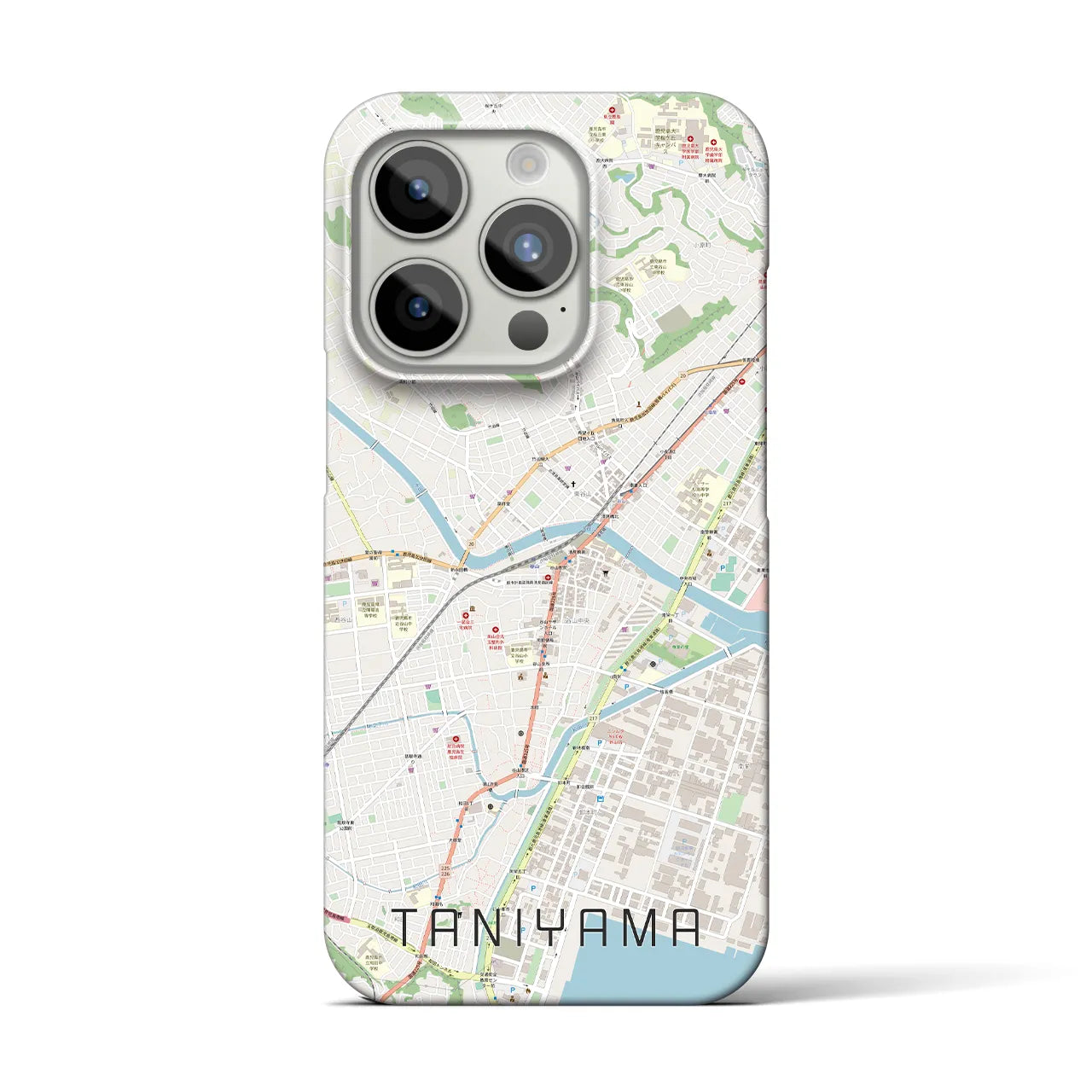 【谷山】地図柄iPhoneケース（バックカバータイプ・ナチュラル）iPhone 15 Pro 用