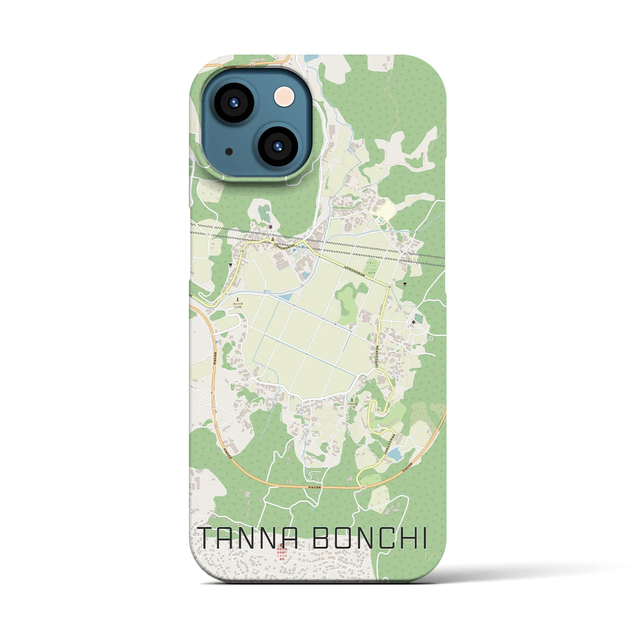 【丹那盆地】地図柄iPhoneケース（バックカバータイプ・ナチュラル）iPhone 13 用