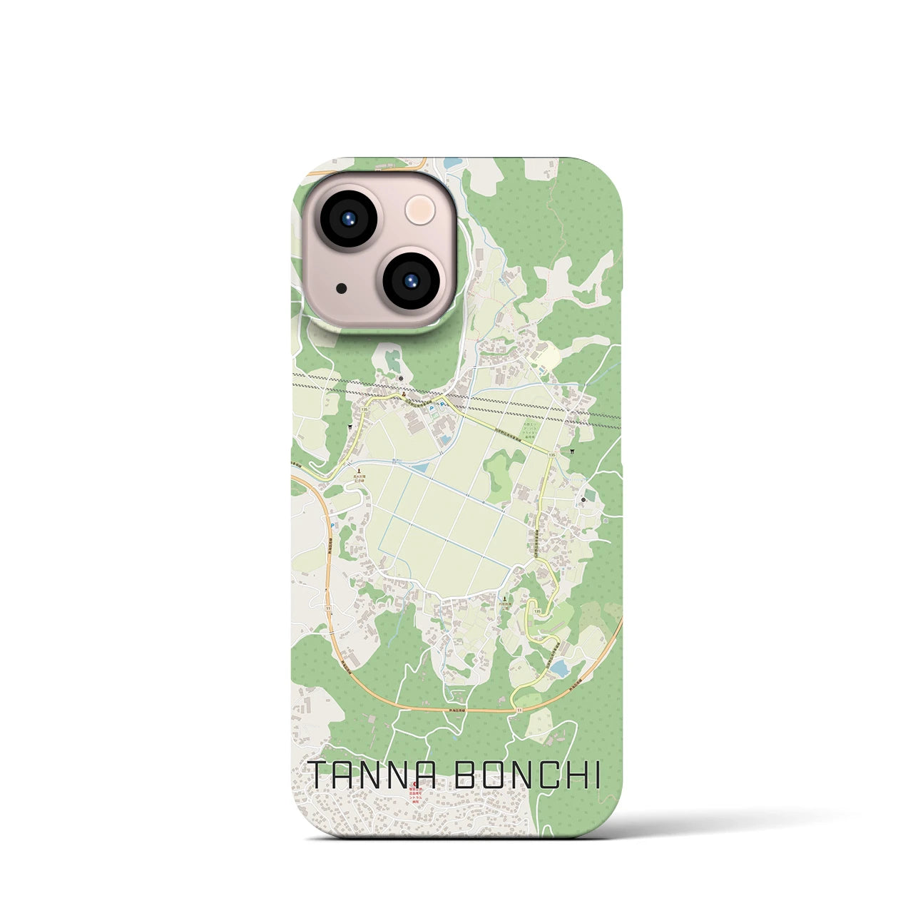 【丹那盆地】地図柄iPhoneケース（バックカバータイプ・ナチュラル）iPhone 13 mini 用