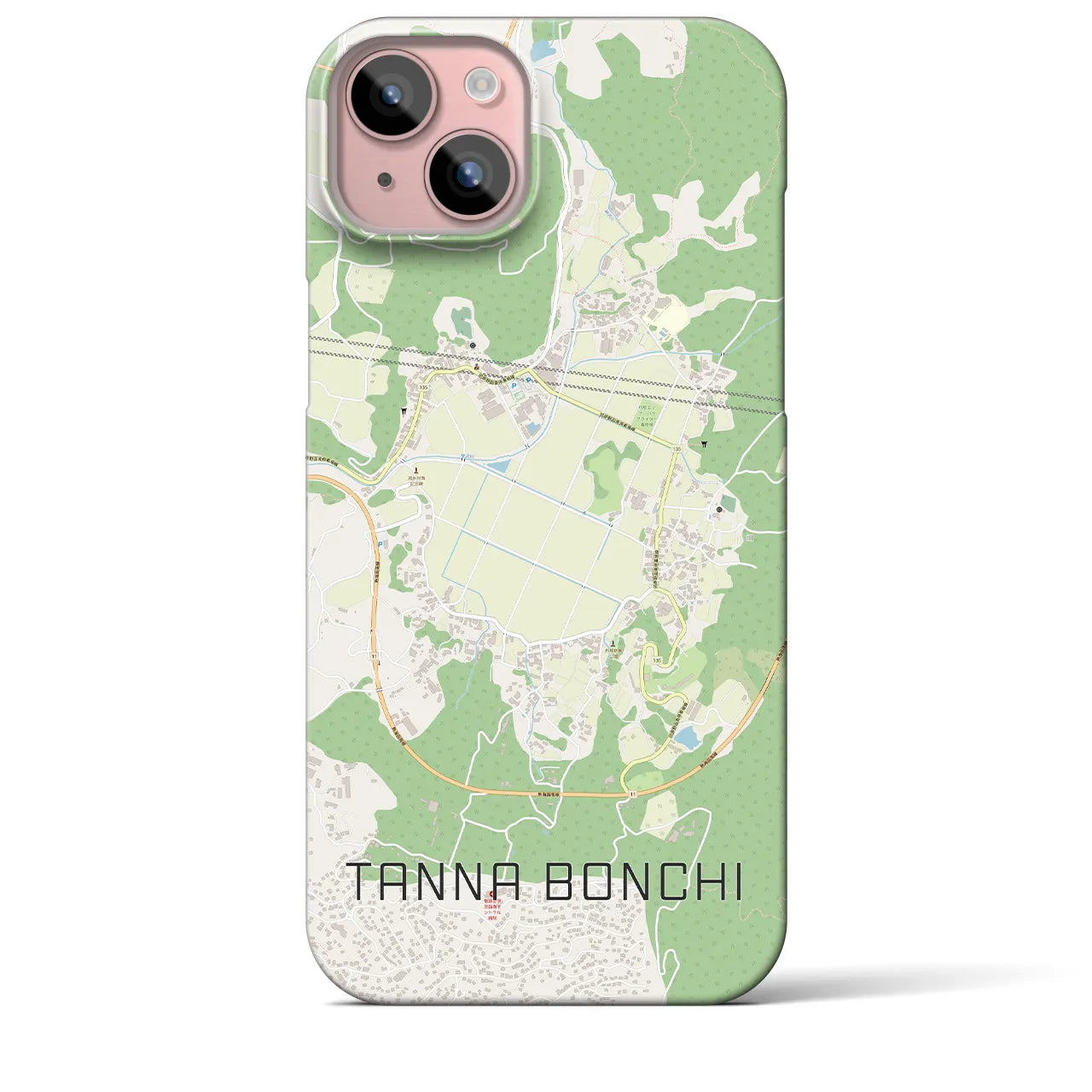 【丹那盆地】地図柄iPhoneケース（バックカバータイプ・ナチュラル）iPhone 15 Plus 用