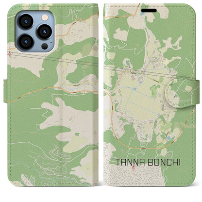 【丹那盆地（静岡県）】地図柄iPhoneケース（手帳タイプ）モノトーン・iPhone 14 用