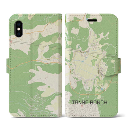 【丹那盆地（静岡県）】地図柄iPhoneケース（手帳タイプ）ナチュラル・iPhone XS Max 用