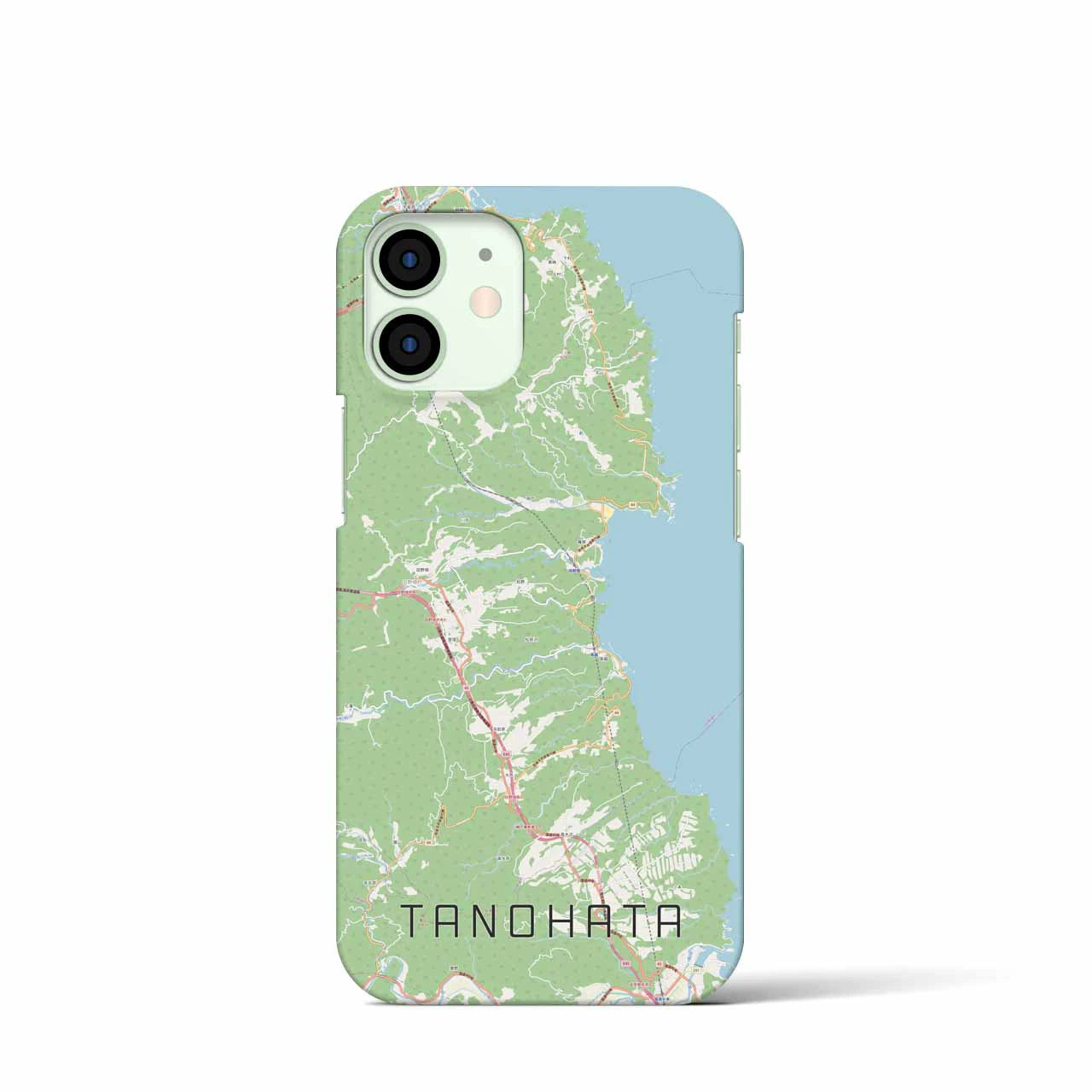 【田野畑】地図柄iPhoneケース（バックカバータイプ・ナチュラル）iPhone 12 mini 用