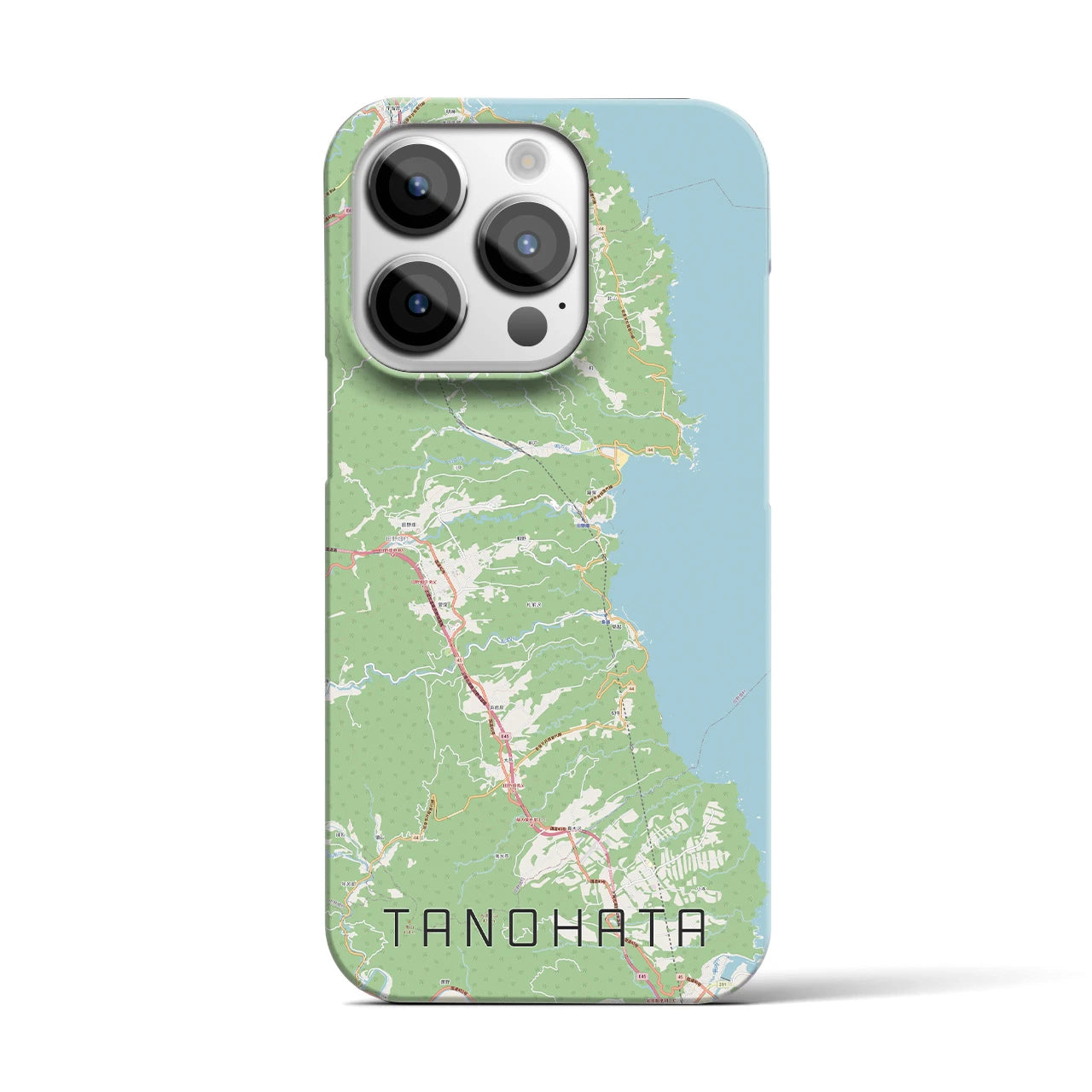 【田野畑】地図柄iPhoneケース（バックカバータイプ・ナチュラル）iPhone 14 Pro 用