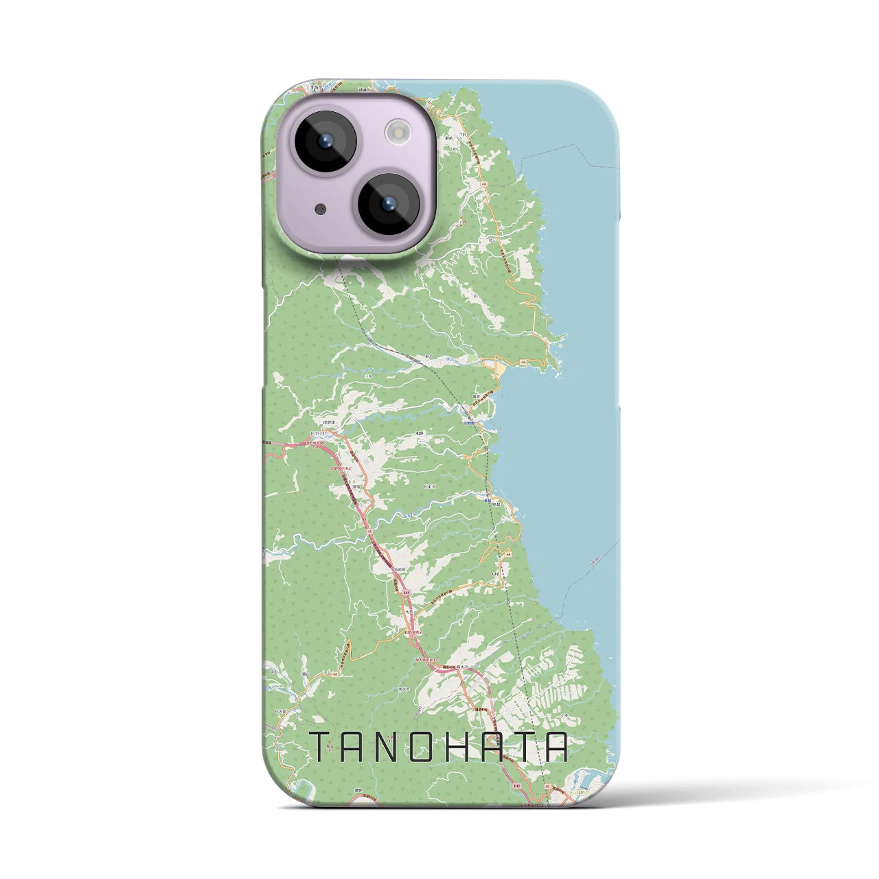 【田野畑】地図柄iPhoneケース（バックカバータイプ・ナチュラル）iPhone 14 用