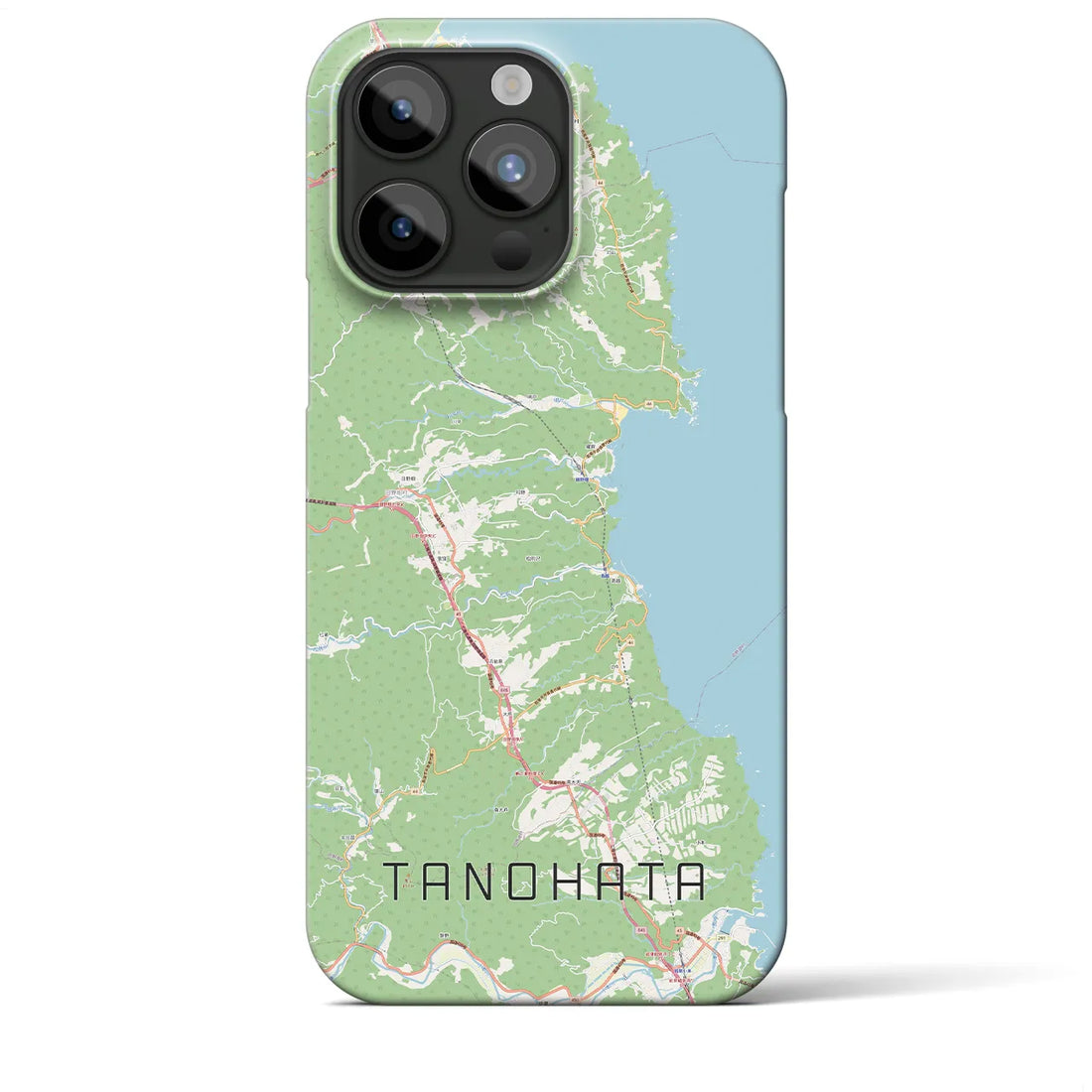【田野畑】地図柄iPhoneケース（バックカバータイプ・ナチュラル）iPhone 15 Pro Max 用