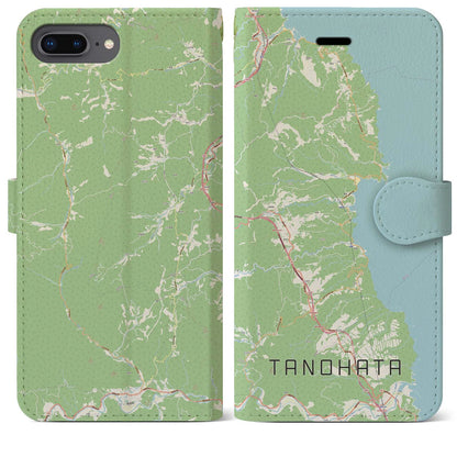 【田野畑（岩手県）】地図柄iPhoneケース（手帳タイプ）ナチュラル・iPhone 8Plus /7Plus / 6sPlus / 6Plus 用