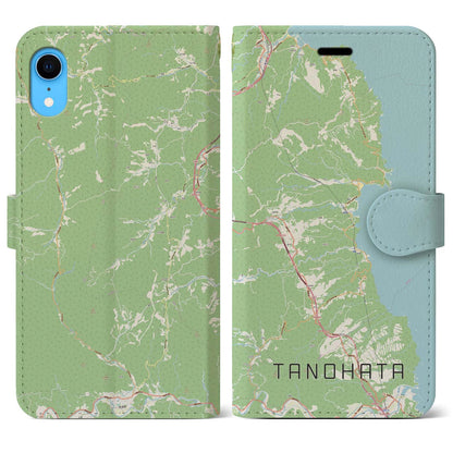 【田野畑（岩手県）】地図柄iPhoneケース（手帳タイプ）ナチュラル・iPhone XR 用