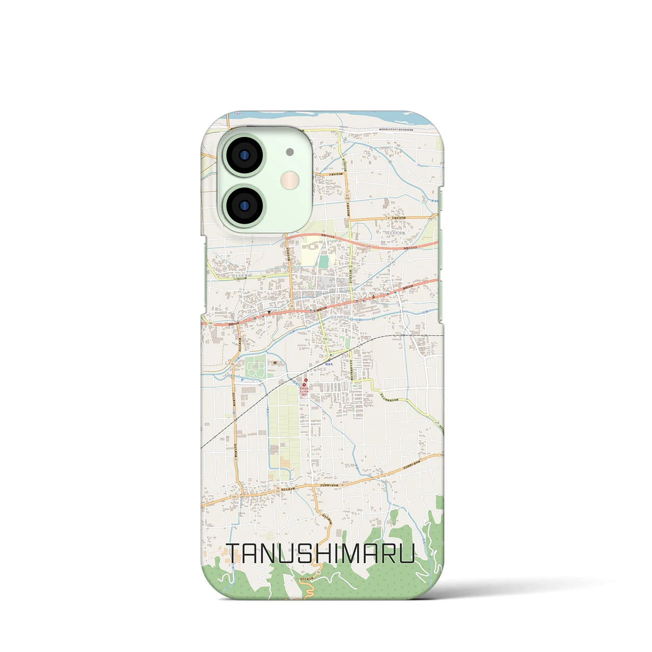 【田主丸】地図柄iPhoneケース（バックカバータイプ・ナチュラル）iPhone 12 mini 用