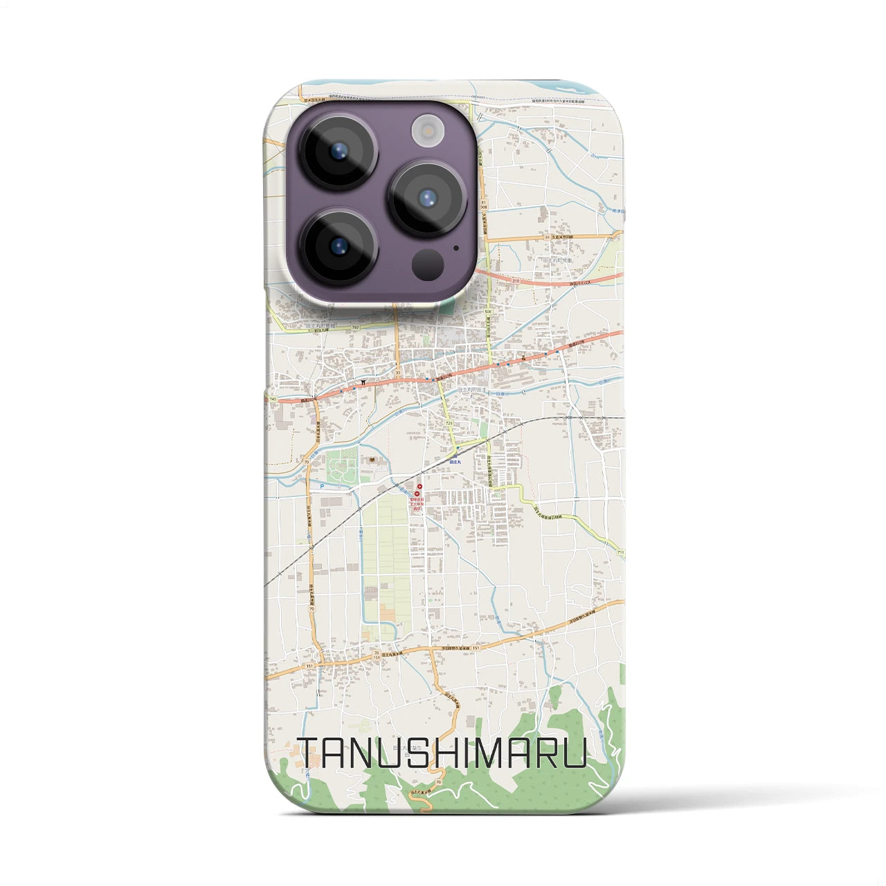【田主丸】地図柄iPhoneケース（バックカバータイプ・ナチュラル）iPhone 14 Pro 用