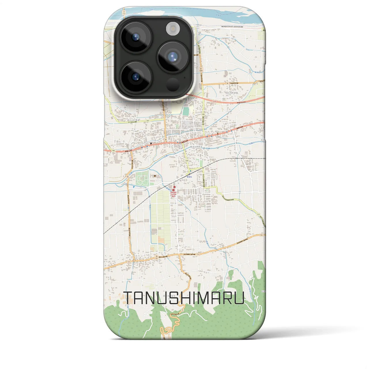 【田主丸】地図柄iPhoneケース（バックカバータイプ・ナチュラル）iPhone 15 Pro Max 用