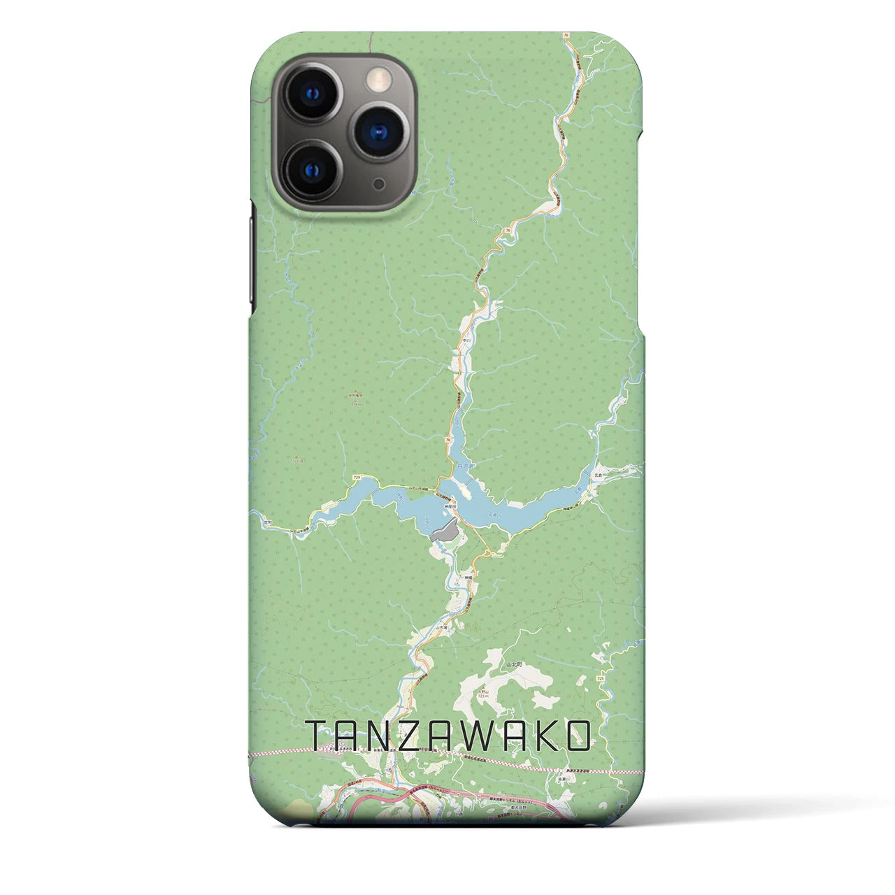 【丹沢湖】地図柄iPhoneケース（バックカバータイプ・ナチュラル）iPhone 11 Pro Max 用