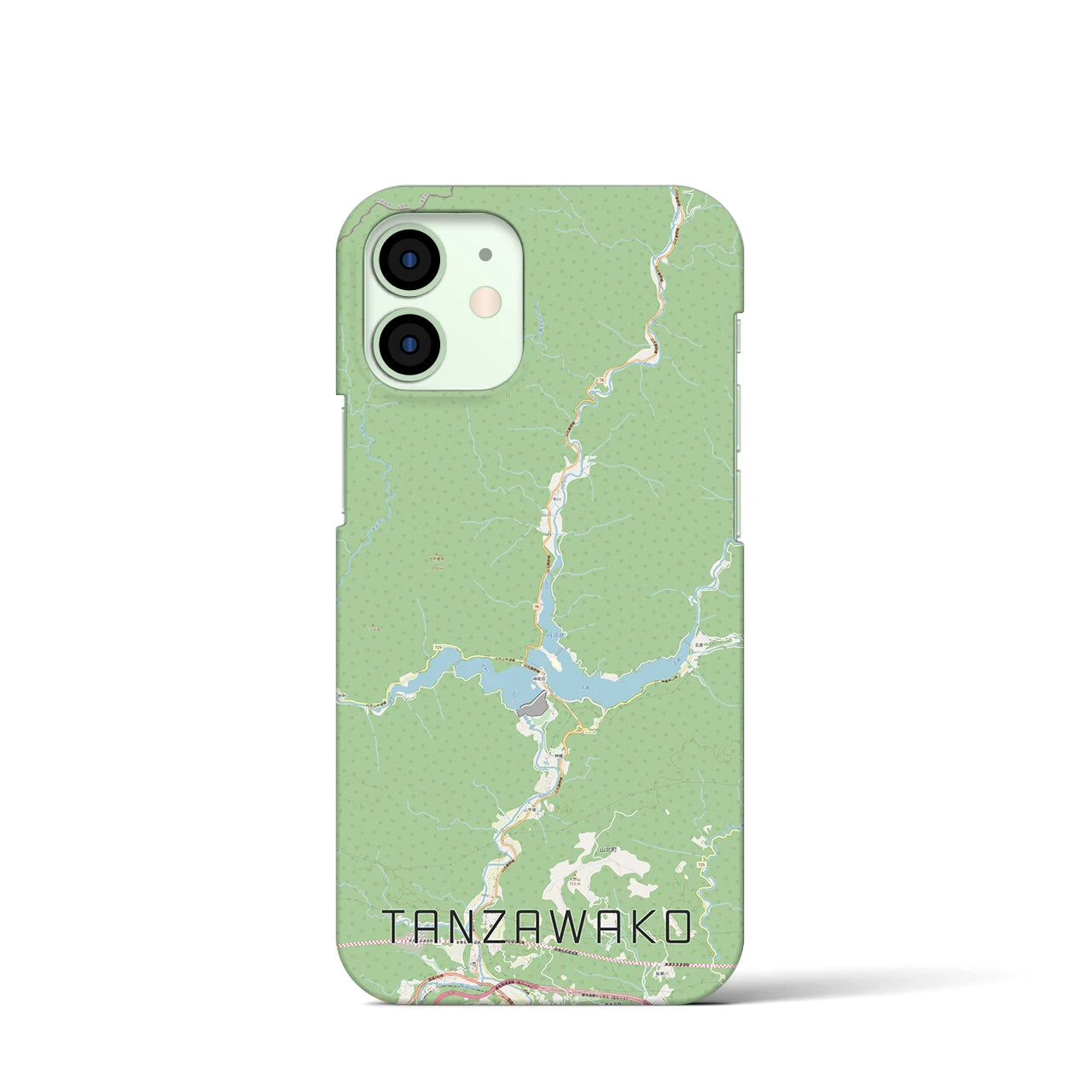 【丹沢湖】地図柄iPhoneケース（バックカバータイプ・ナチュラル）iPhone 12 mini 用