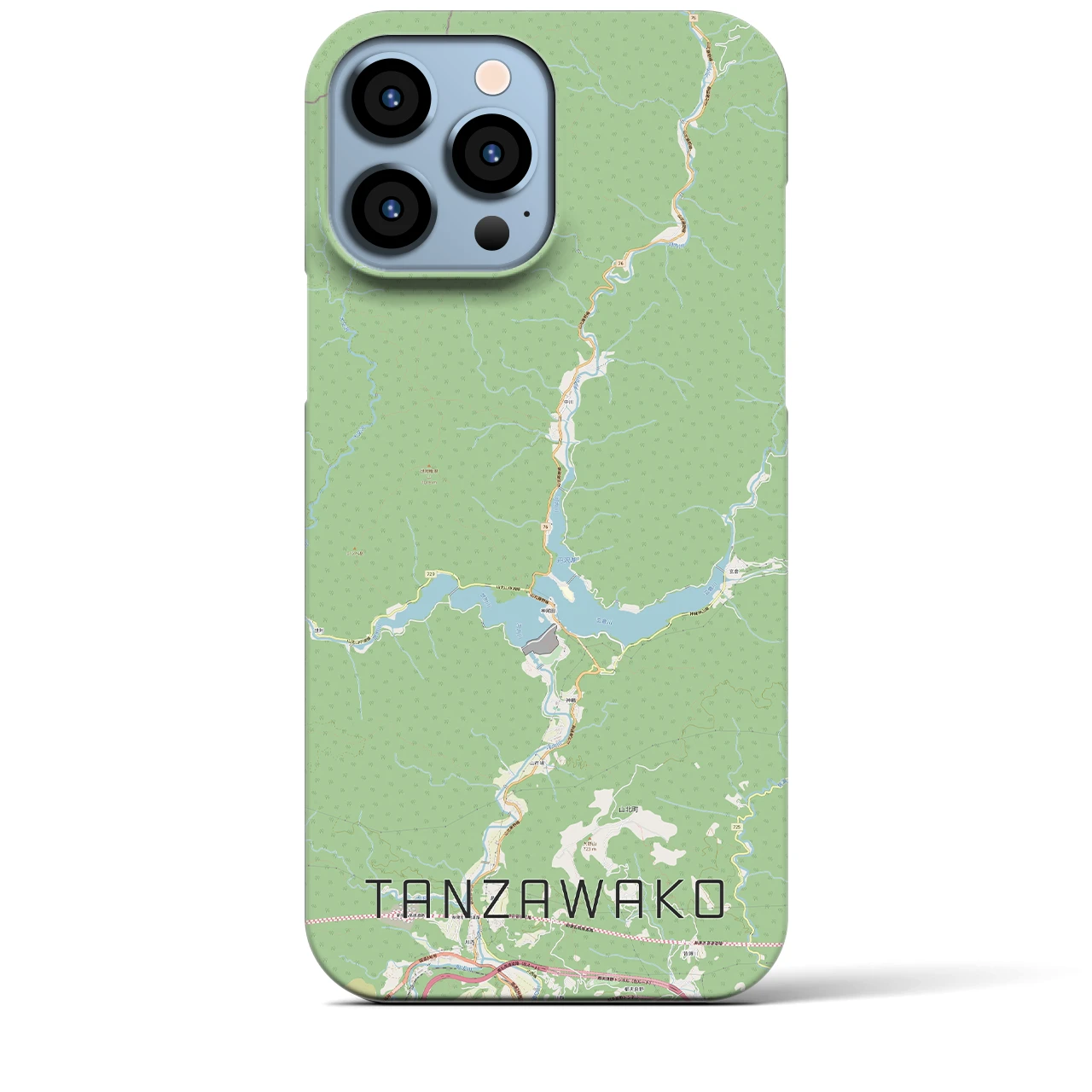 【丹沢湖】地図柄iPhoneケース（バックカバータイプ・ナチュラル）iPhone 13 Pro Max 用