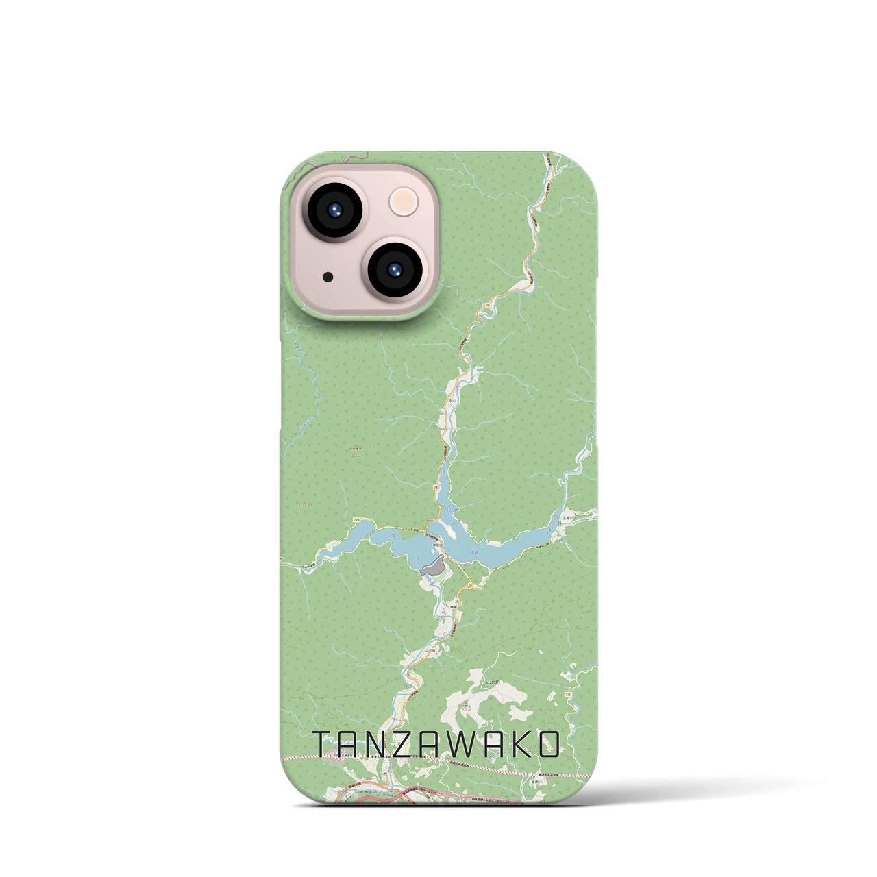 【丹沢湖】地図柄iPhoneケース（バックカバータイプ・ナチュラル）iPhone 13 mini 用