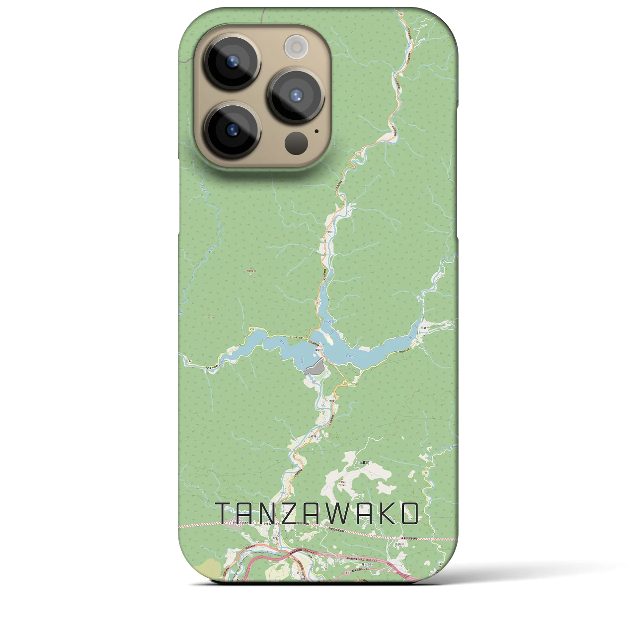 【丹沢湖】地図柄iPhoneケース（バックカバータイプ・ナチュラル）iPhone 14 Pro Max 用