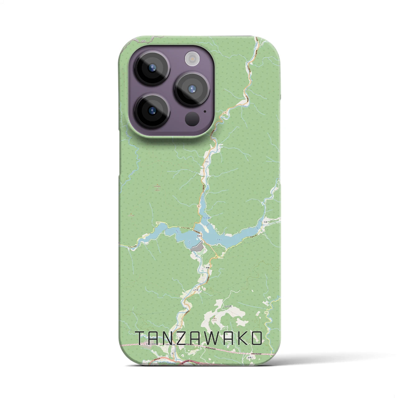 【丹沢湖】地図柄iPhoneケース（バックカバータイプ・ナチュラル）iPhone 14 Pro 用
