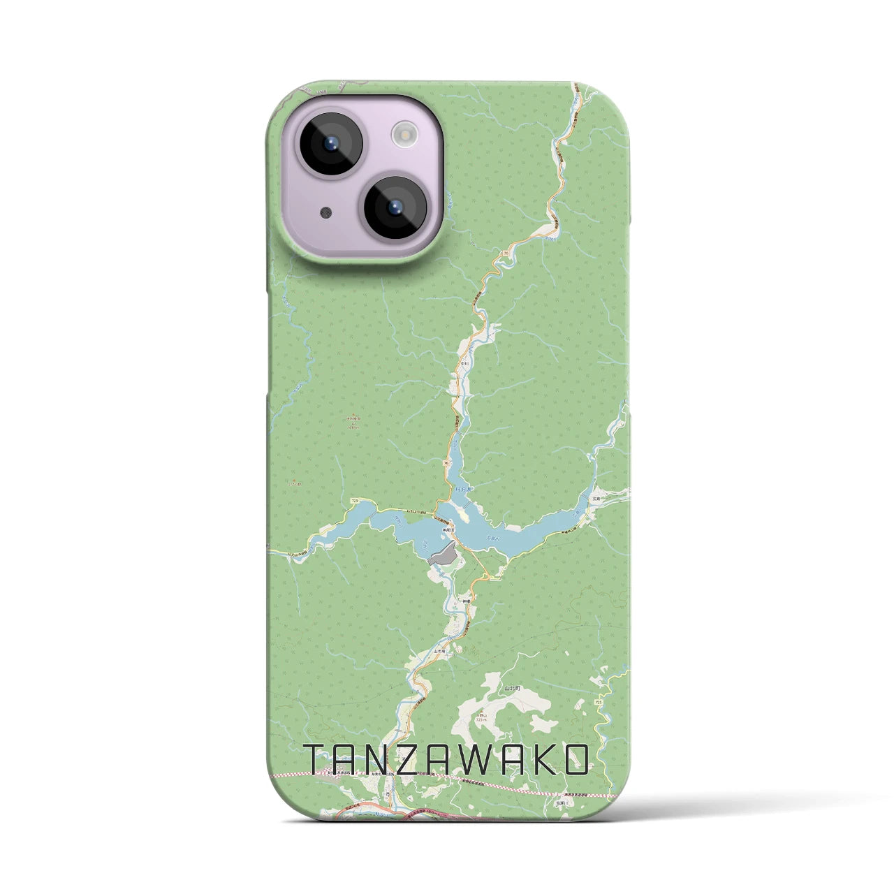 【丹沢湖】地図柄iPhoneケース（バックカバータイプ・ナチュラル）iPhone 14 用
