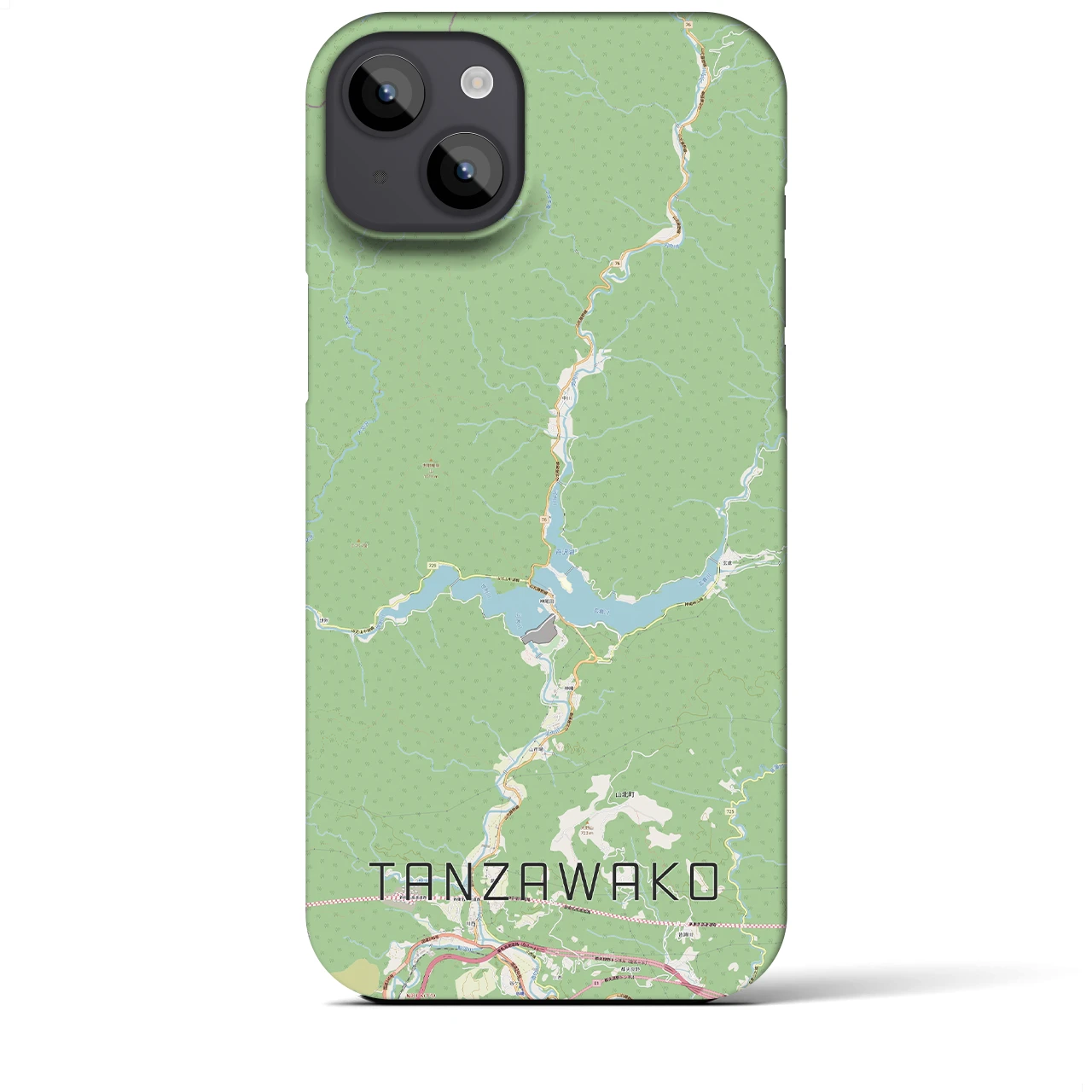 【丹沢湖】地図柄iPhoneケース（バックカバータイプ・ナチュラル）iPhone 14 Plus 用