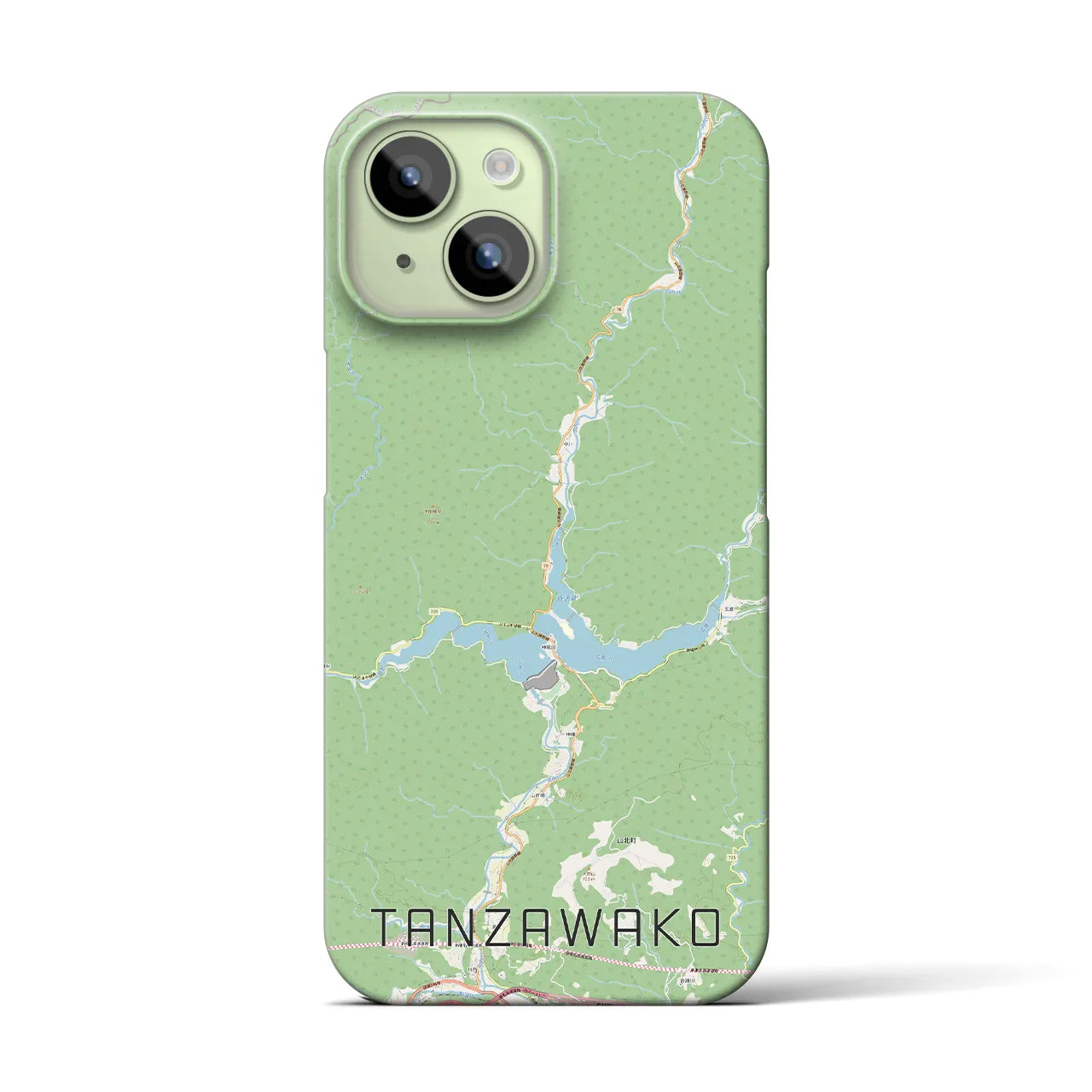 【丹沢湖】地図柄iPhoneケース（バックカバータイプ・ナチュラル）iPhone 15 用