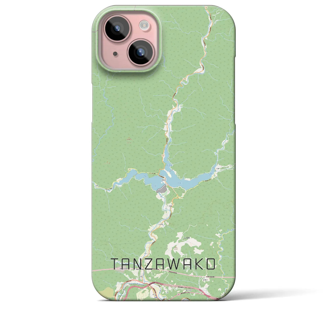 【丹沢湖】地図柄iPhoneケース（バックカバータイプ・ナチュラル）iPhone 15 Plus 用