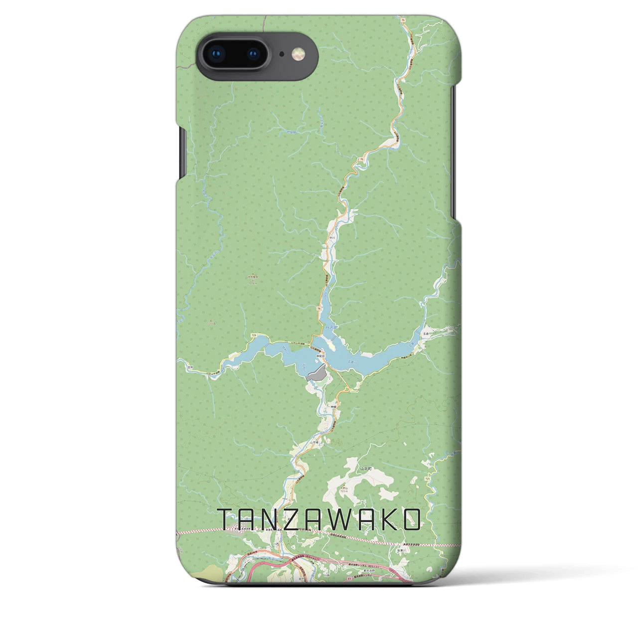 【丹沢湖】地図柄iPhoneケース（バックカバータイプ・ナチュラル）iPhone 8Plus /7Plus / 6sPlus / 6Plus 用