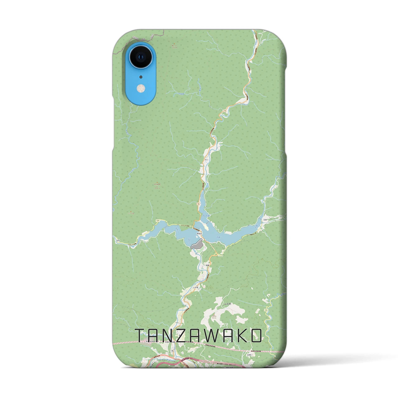 【丹沢湖】地図柄iPhoneケース（バックカバータイプ・ナチュラル）iPhone XR 用