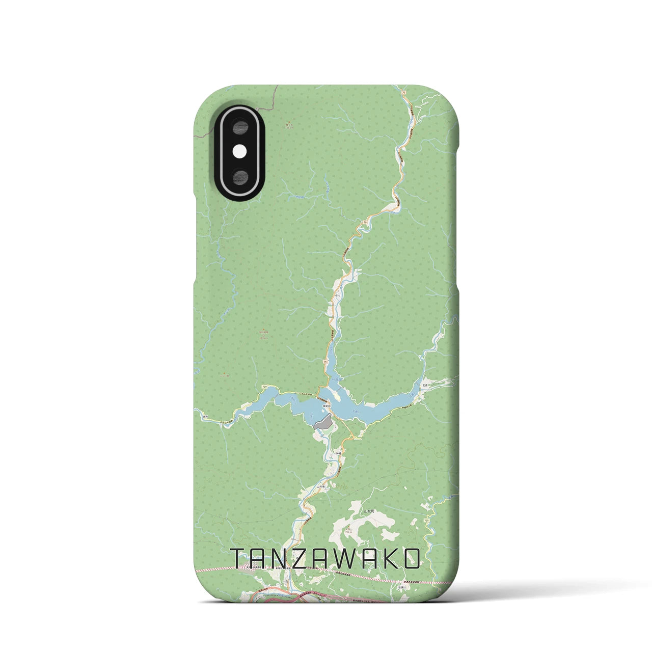 【丹沢湖】地図柄iPhoneケース（バックカバータイプ・ナチュラル）iPhone XS / X 用