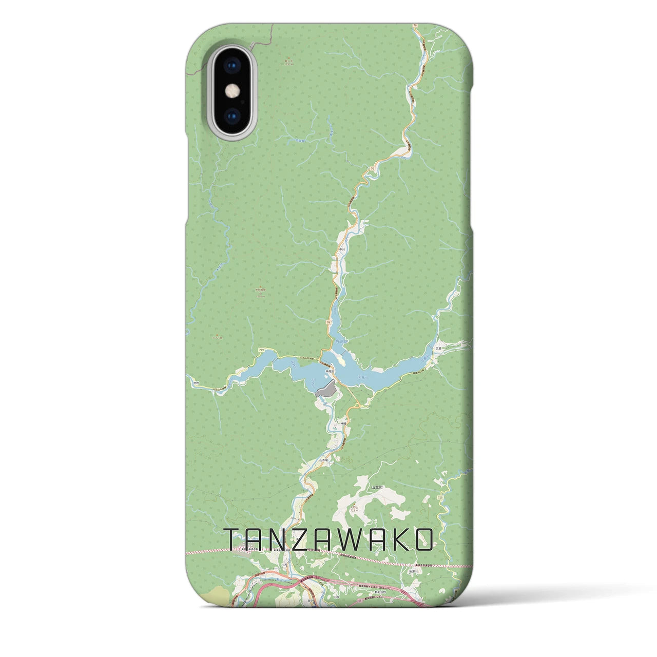 【丹沢湖】地図柄iPhoneケース（バックカバータイプ・ナチュラル）iPhone XS Max 用