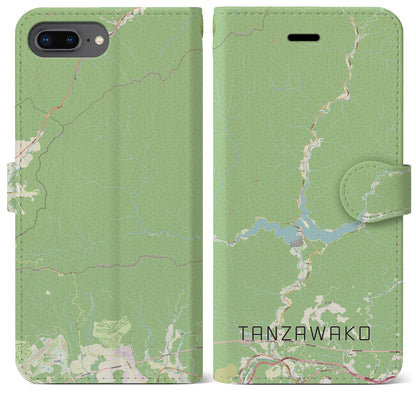 【丹沢湖（神奈川県）】地図柄iPhoneケース（手帳タイプ）ナチュラル・iPhone 8Plus /7Plus / 6sPlus / 6Plus 用