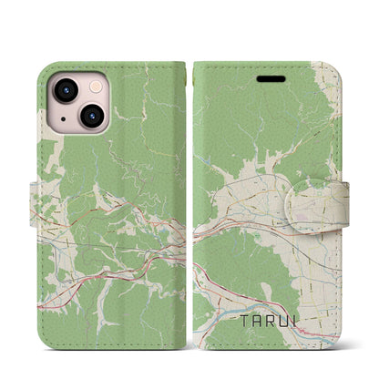 【垂井（岐阜県）】地図柄iPhoneケース（手帳タイプ）ナチュラル・iPhone 13 mini 用