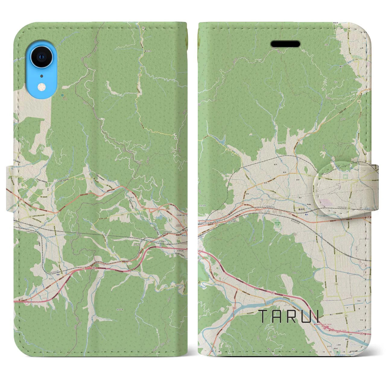 【垂井】地図柄iPhoneケース（手帳両面タイプ・ナチュラル）iPhone XR 用
