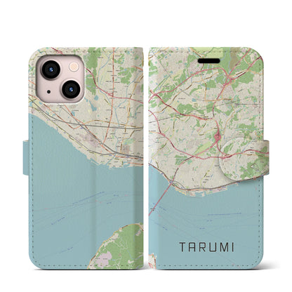 【垂水（兵庫県）】地図柄iPhoneケース（手帳タイプ）ナチュラル・iPhone 13 mini 用