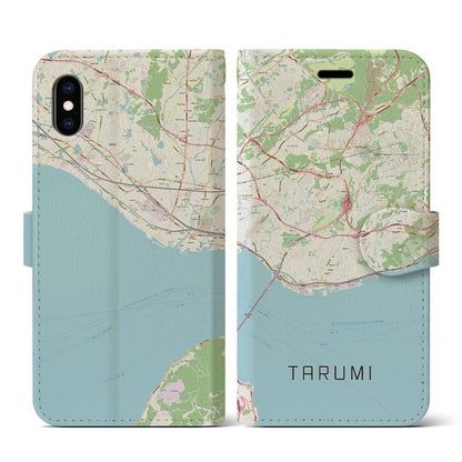 【垂水（兵庫県）】地図柄iPhoneケース（手帳タイプ）ナチュラル・iPhone XS / X 用