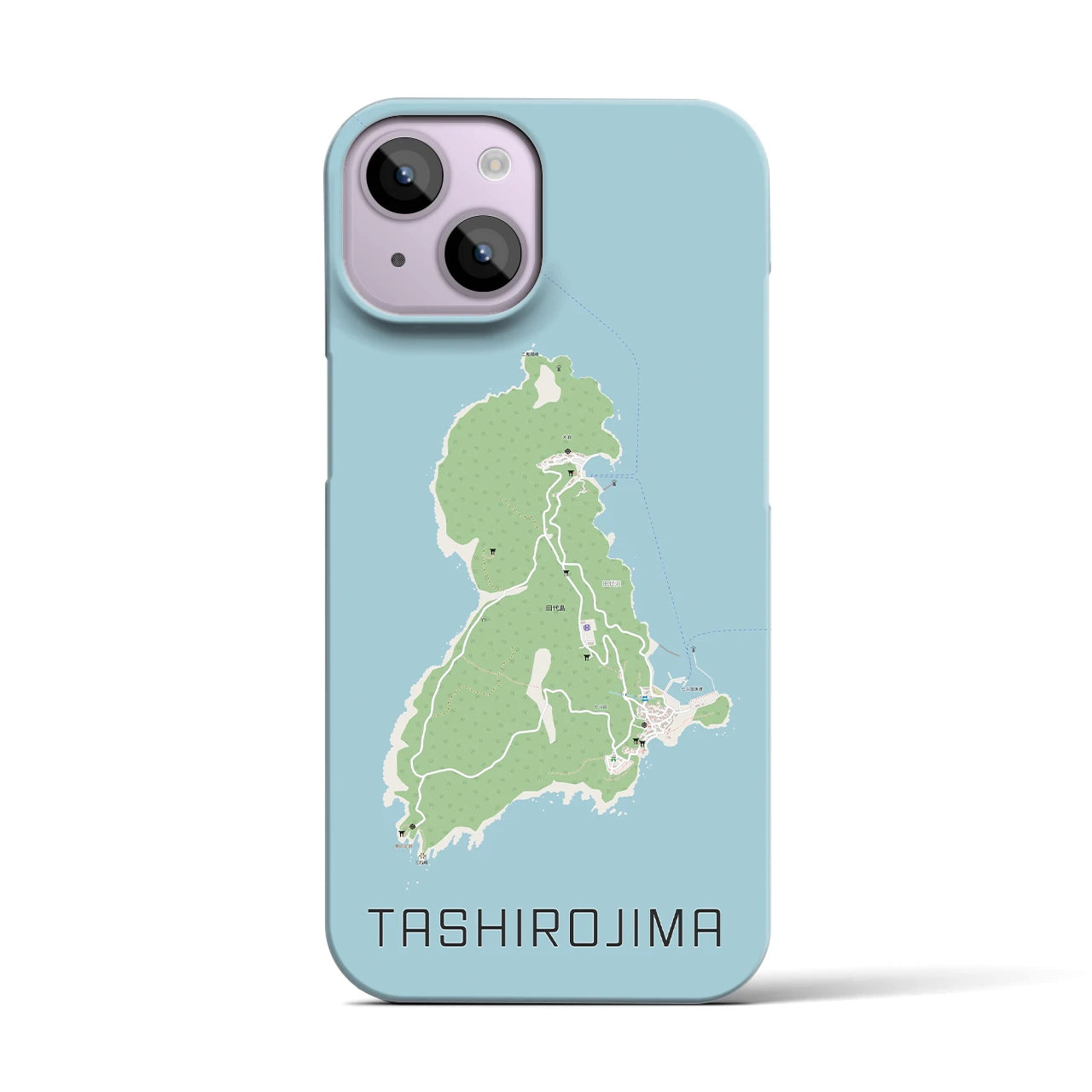 【田代島】地図柄iPhoneケース（バックカバータイプ・ナチュラル）iPhone 14 用