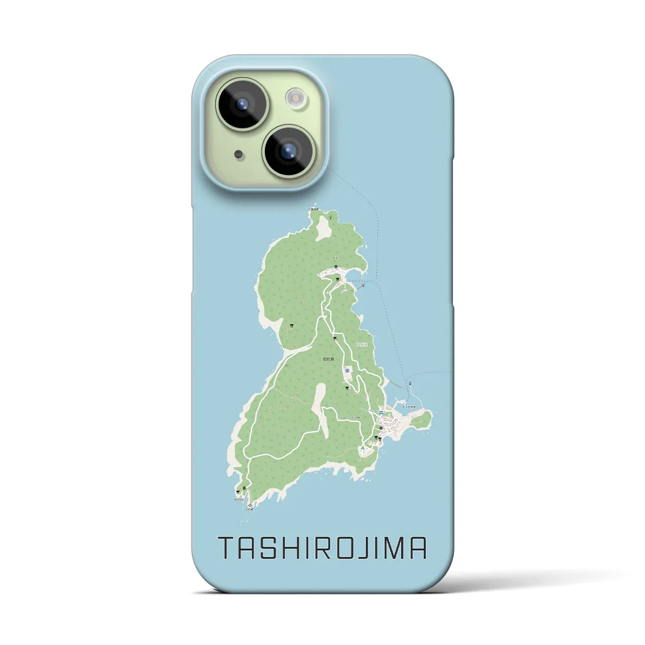 【田代島】地図柄iPhoneケース（バックカバータイプ・ナチュラル）iPhone 15 用