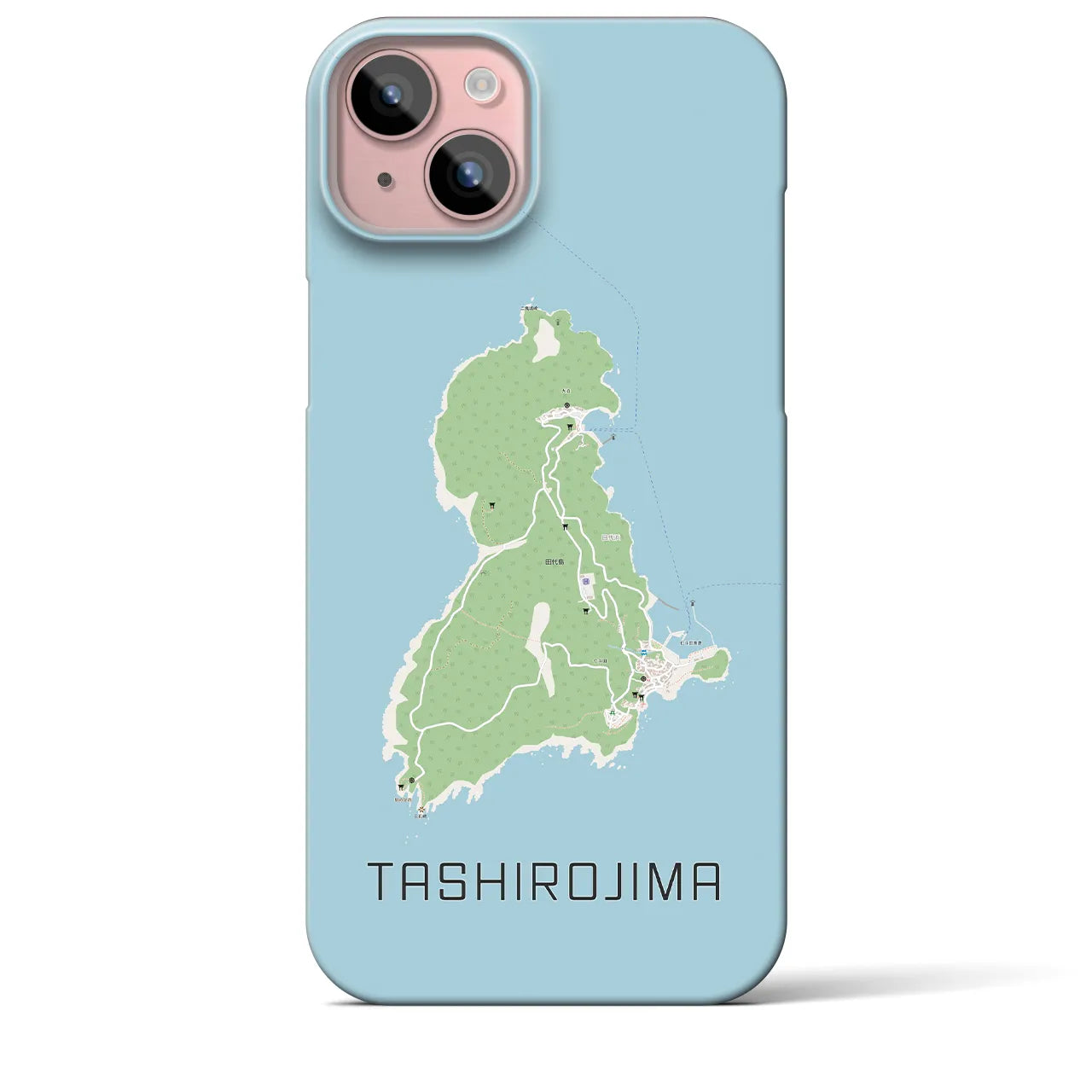 【田代島】地図柄iPhoneケース（バックカバータイプ・ナチュラル）iPhone 15 Plus 用