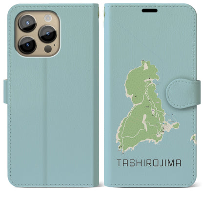 【田代島（宮城県）】地図柄iPhoneケース（手帳タイプ）ナチュラル・iPhone 14 Pro Max 用