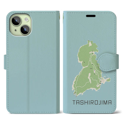 【田代島（宮城県）】地図柄iPhoneケース（手帳タイプ）ナチュラル・iPhone 15 用